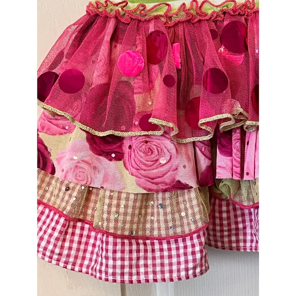 18 Month Bonnie Baby Ruffle Dress - Green/Pink/Sparkles - Many Patterns - Picture 5 of 7